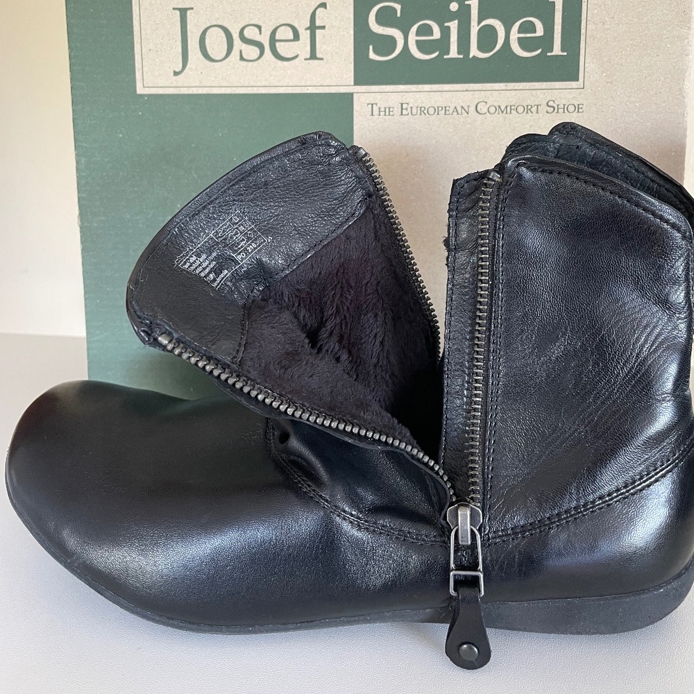 Josef Seibel Faye/Naly Black Leather Ankle Boots w/Zippers, Women's EU 40/ US 9 - Picture 10 of 16